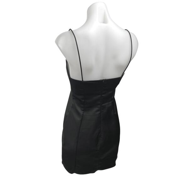 Guizio Black Silk Satin Sleeveless Cami Camisole Tank Mini Bodycon Dress Size S - Picture 2 of 5